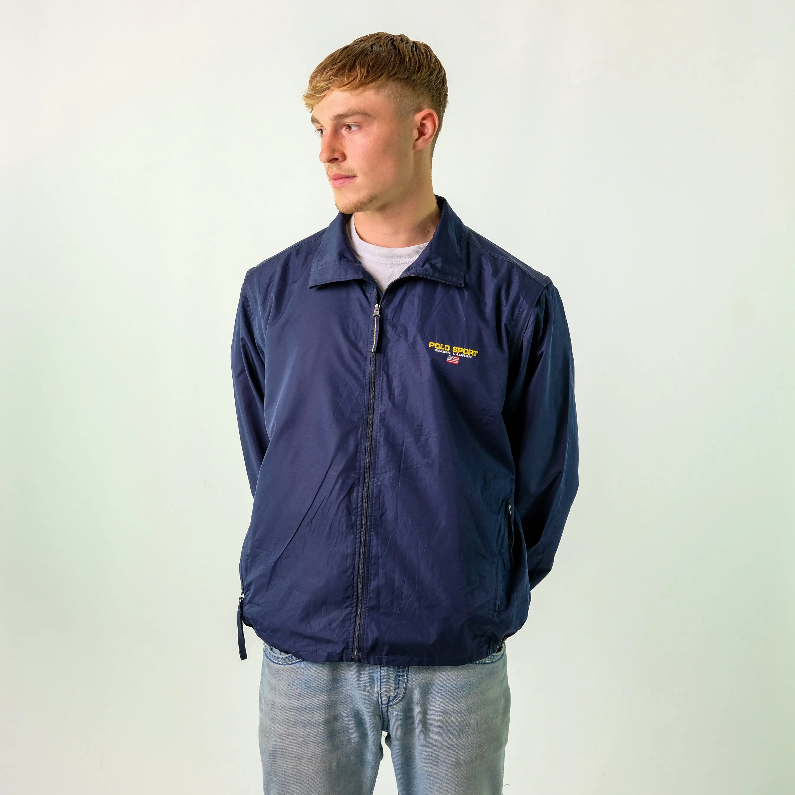 Navy Blue y2ks Polo Ralph Lauren Zip-off sleeves Track Jacket (XL)