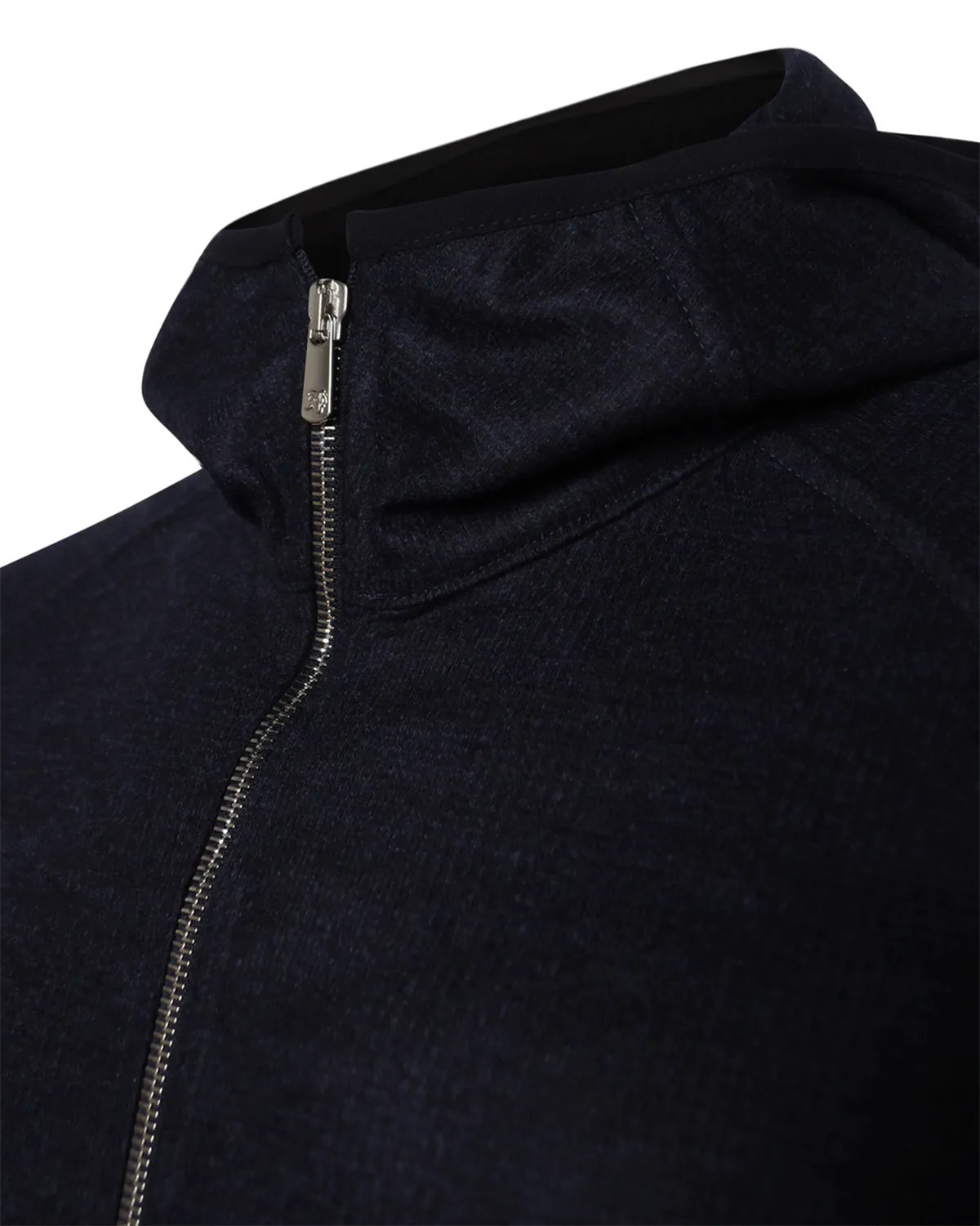 Navy Zip Front Wool Collared Jacket