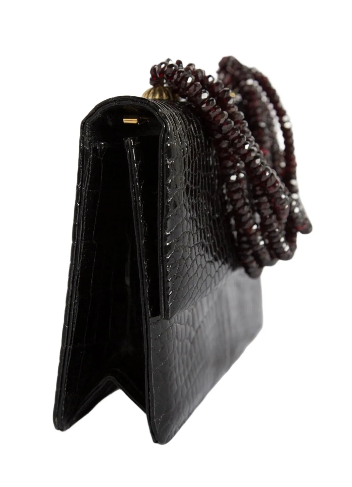 Necklace Handbag - Black, Garnet Handle