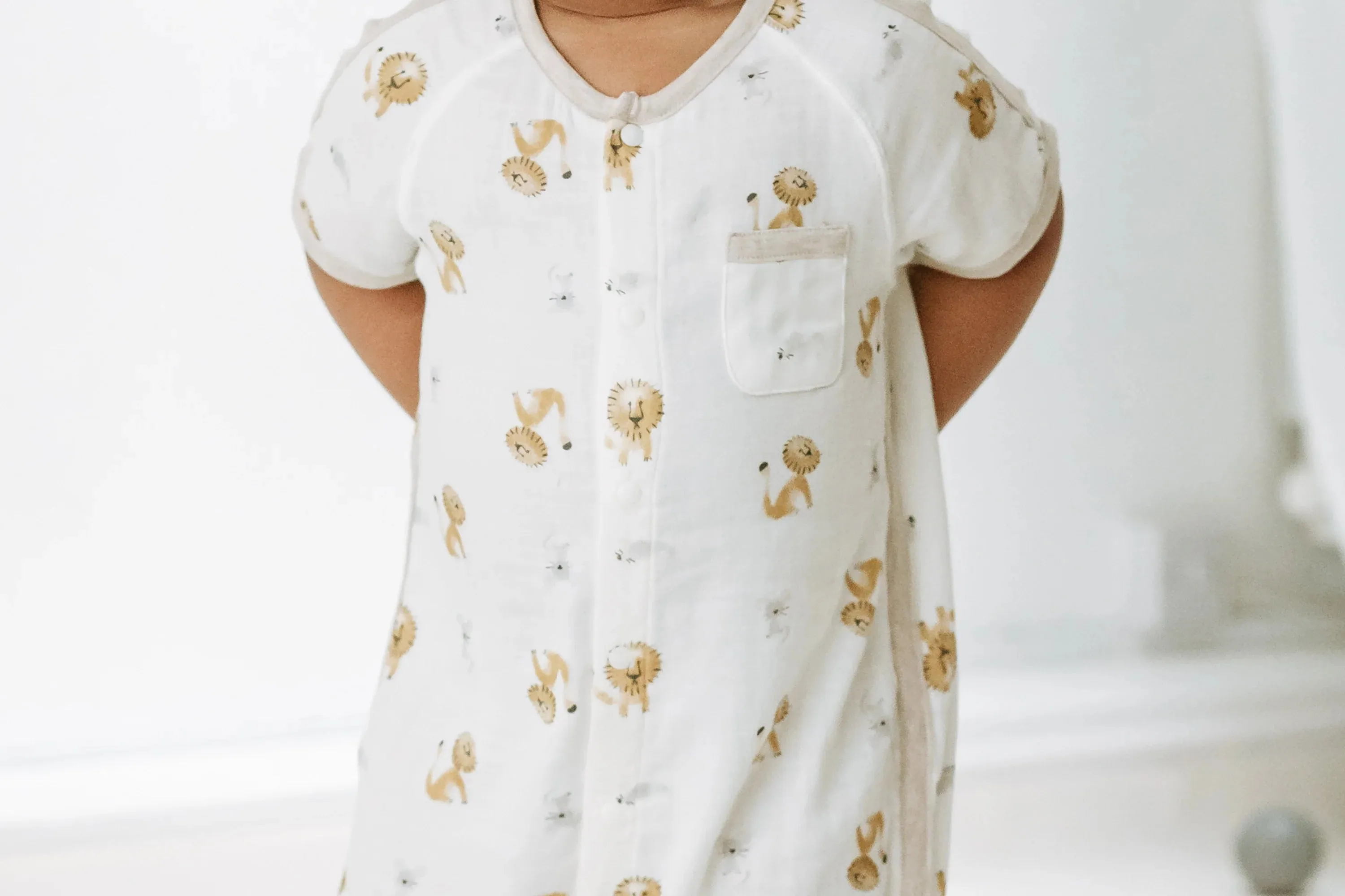 Nest Designs Baby Bamboo Pima Short Sleeve Romper - The Lion and The Mouse