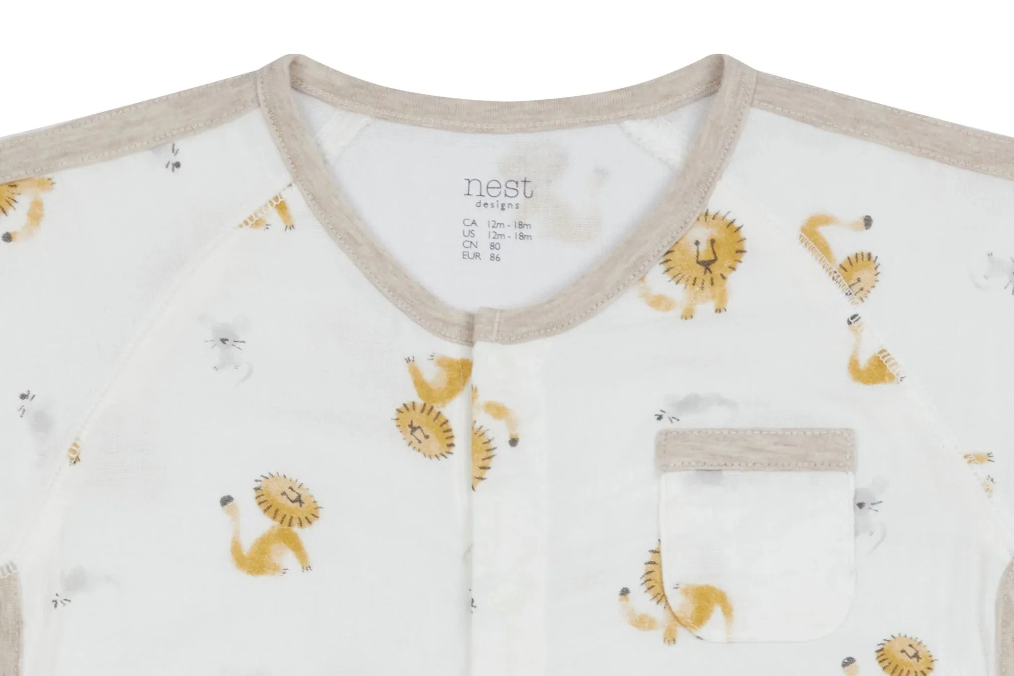 Nest Designs Baby Bamboo Pima Short Sleeve Romper - The Lion and The Mouse