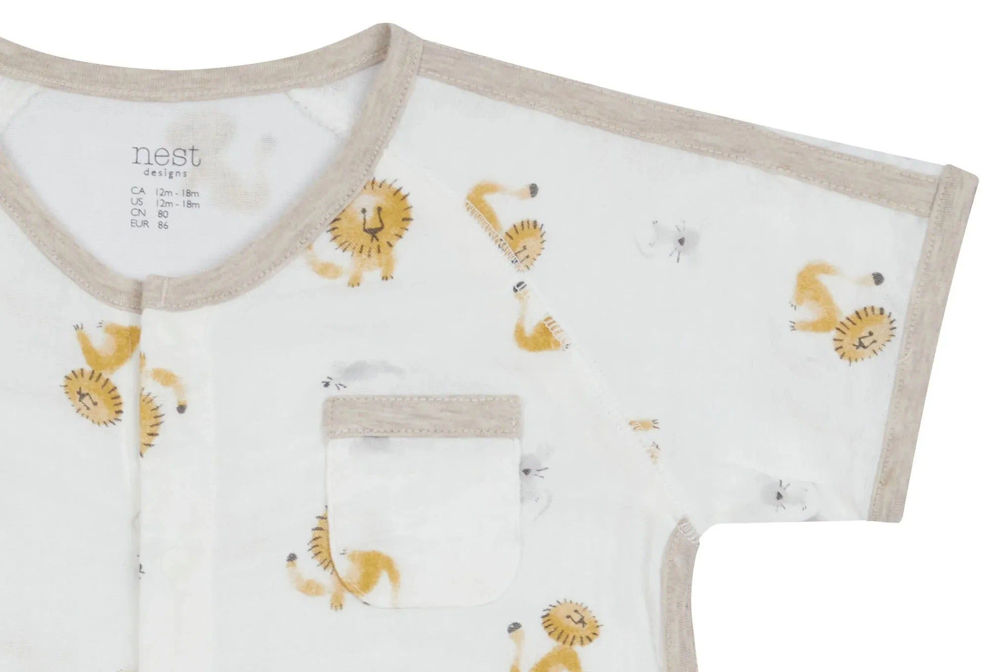 Nest Designs Baby Bamboo Pima Short Sleeve Romper - The Lion and The Mouse