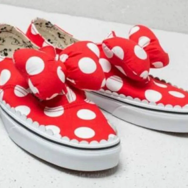 New disney x vans authentic gore skate shoe minnie's mouse bow us womens sizes