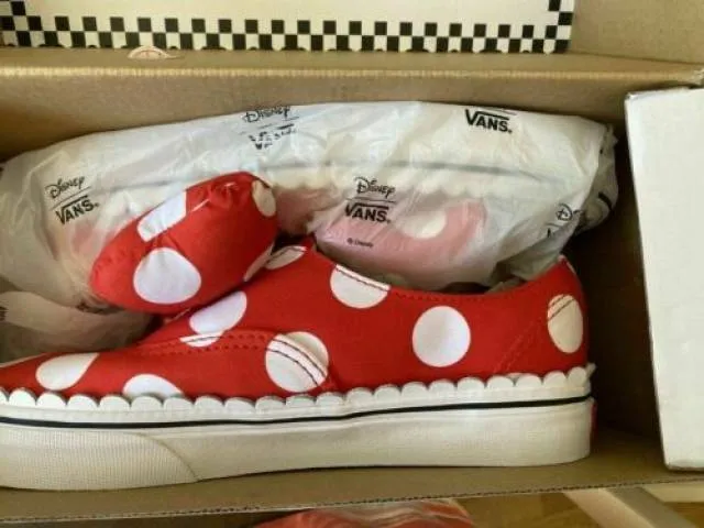 New disney x vans authentic gore skate shoe minnie's mouse bow us womens sizes