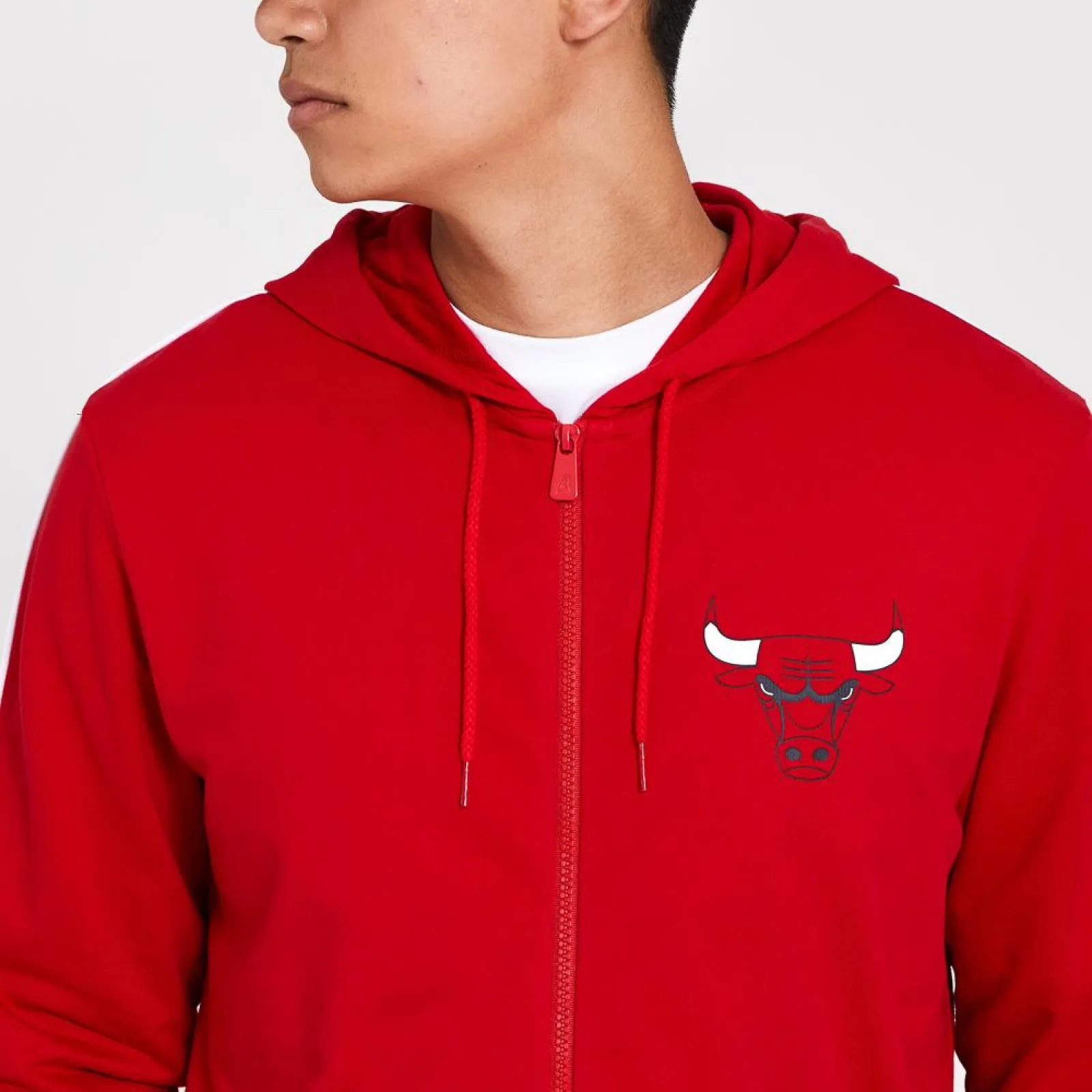 New Era Stripe Piping Chicago Bulls Zip-Up Hoodie ''Red''