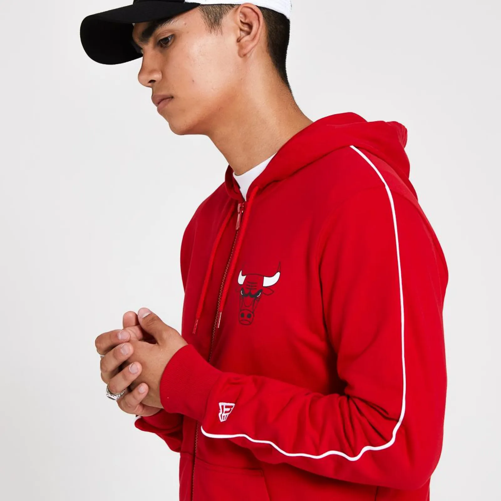 New Era Stripe Piping Chicago Bulls Zip-Up Hoodie ''Red''