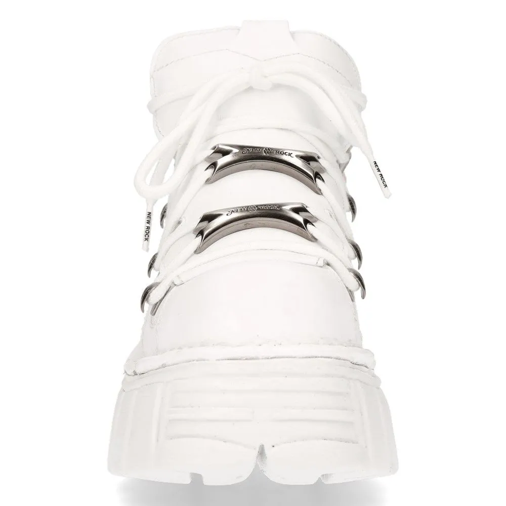 NEW ROCK -  106N-S8 - White Lace Up Tower Shoes