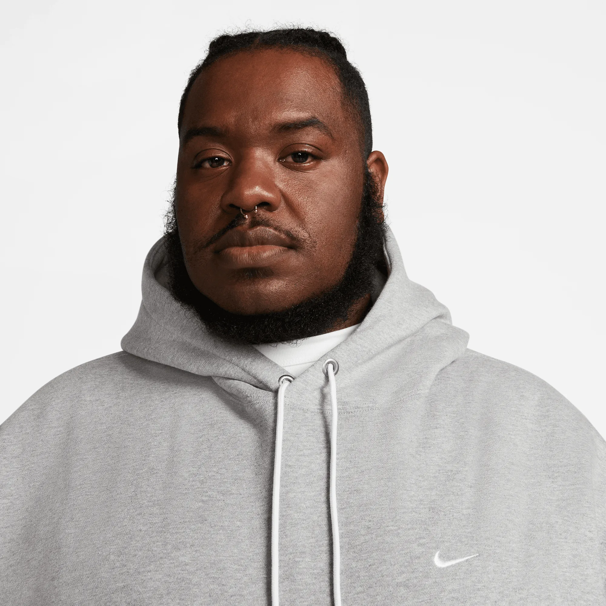 Nike Solo Swoosh Grey Fleece Pullover Hoodie