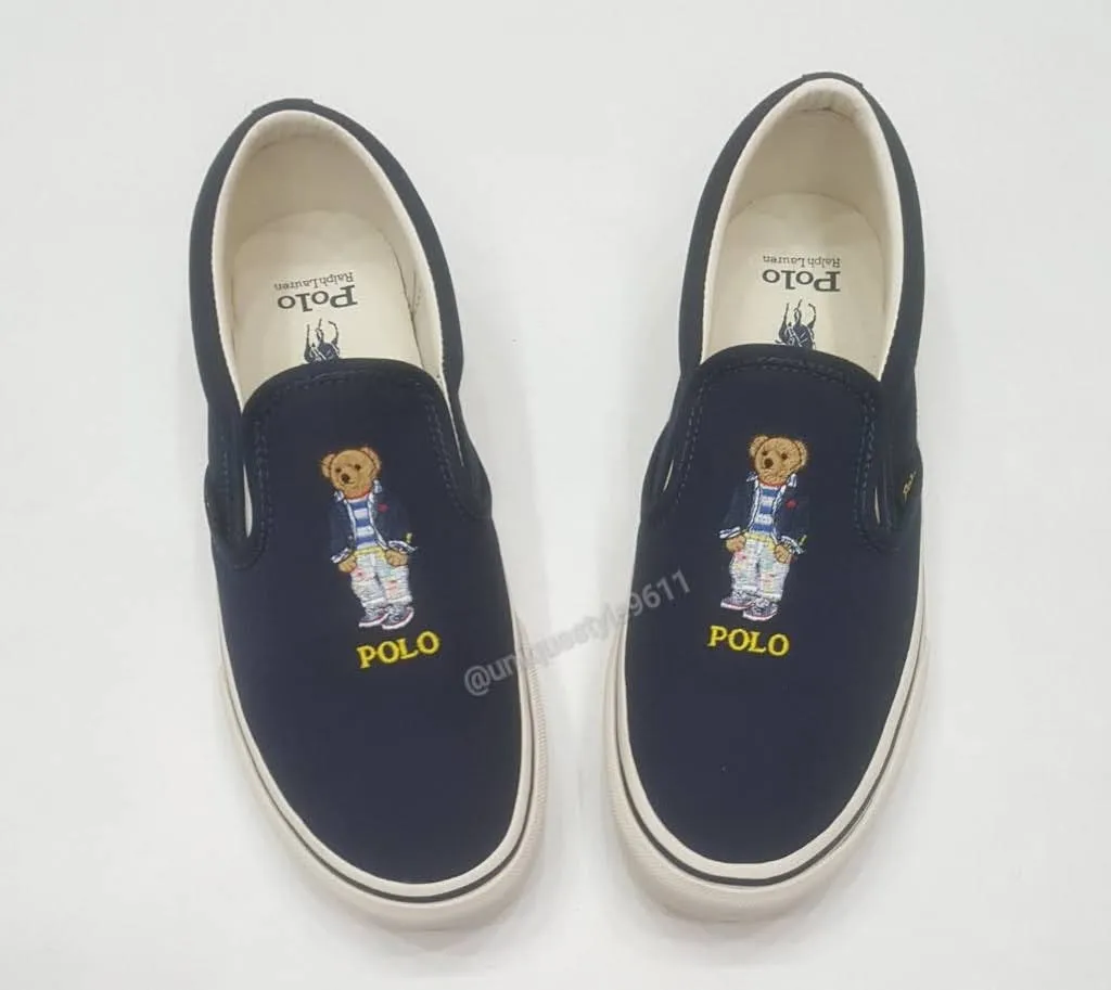 Nwt Polo Ralph Lauren Navy Splatter Paint Teddy Bear Sneakers