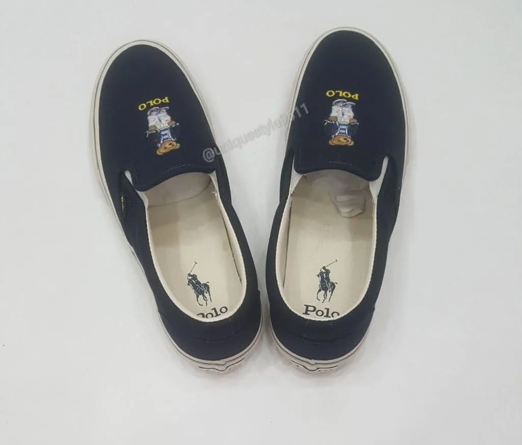 Nwt Polo Ralph Lauren Navy Splatter Paint Teddy Bear Sneakers