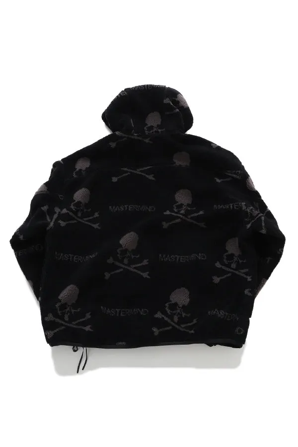 Oversized ALL OVER SKULL LOGO Sherpa Zip Up Hoodie