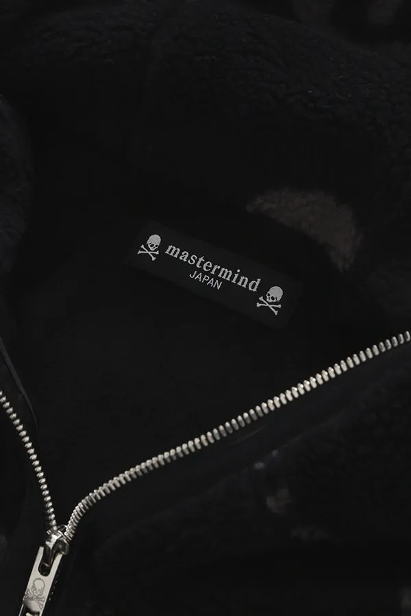 Oversized ALL OVER SKULL LOGO Sherpa Zip Up Hoodie