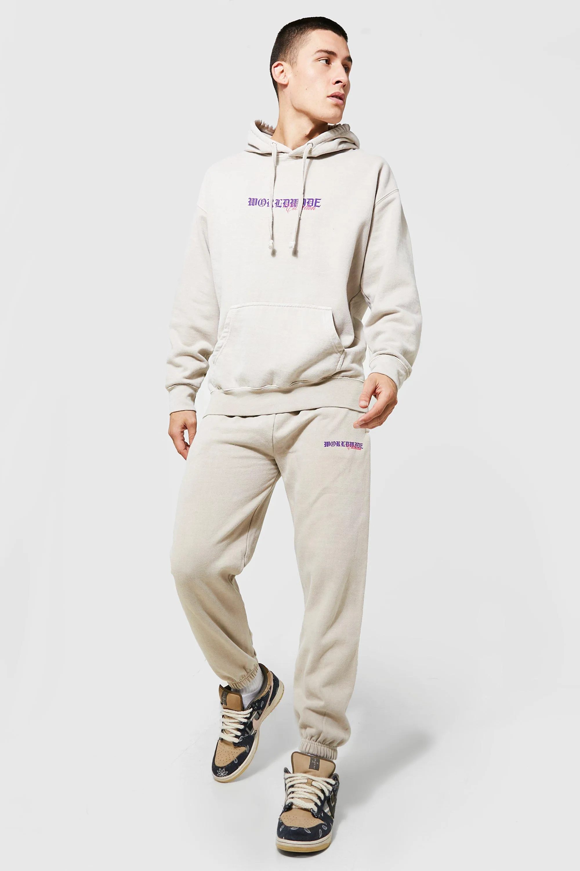 Oversized Offcl Dove Overdye Hooded Tracksuit