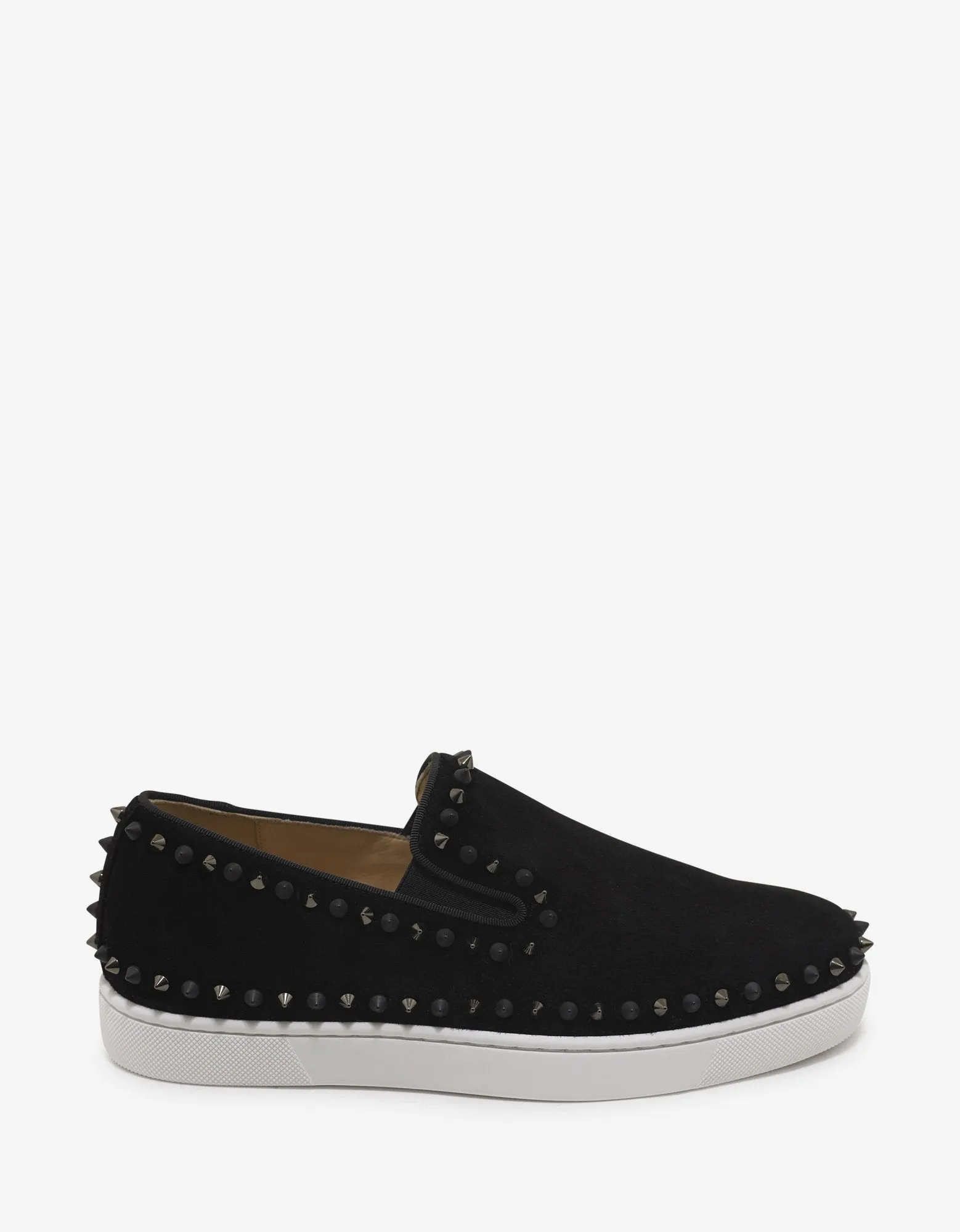 Pik Boat Flat Black Suede Mix Spikes Trainers