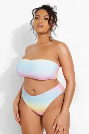 Plus Ombre Crinkle Bandeau Bikini Top