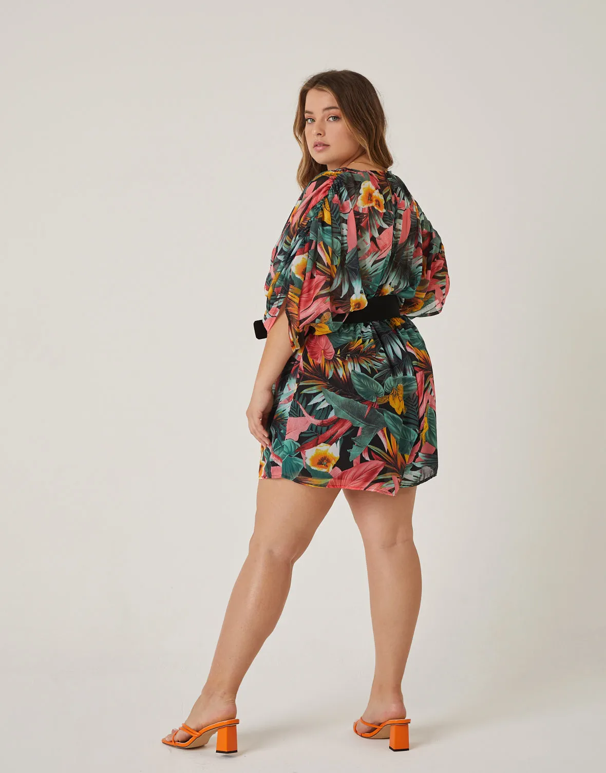 Plus Size Vibrant Tropical Printed Romper