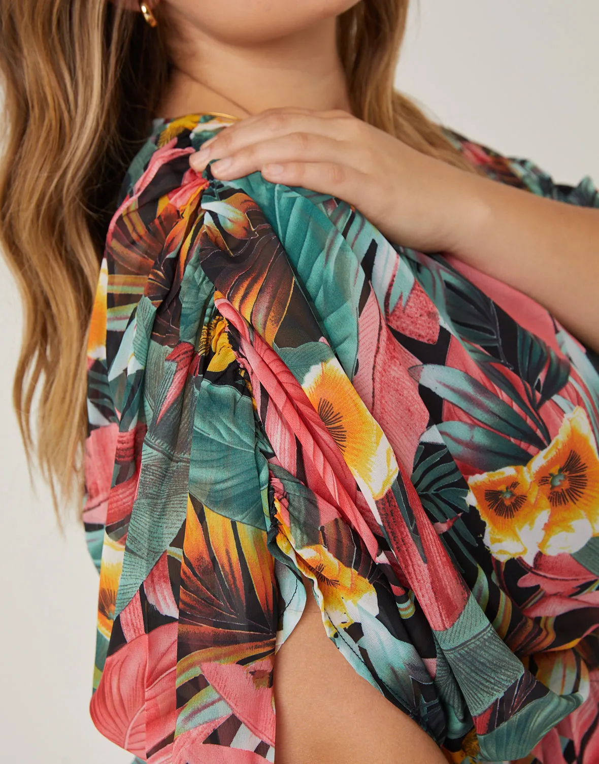 Plus Size Vibrant Tropical Printed Romper