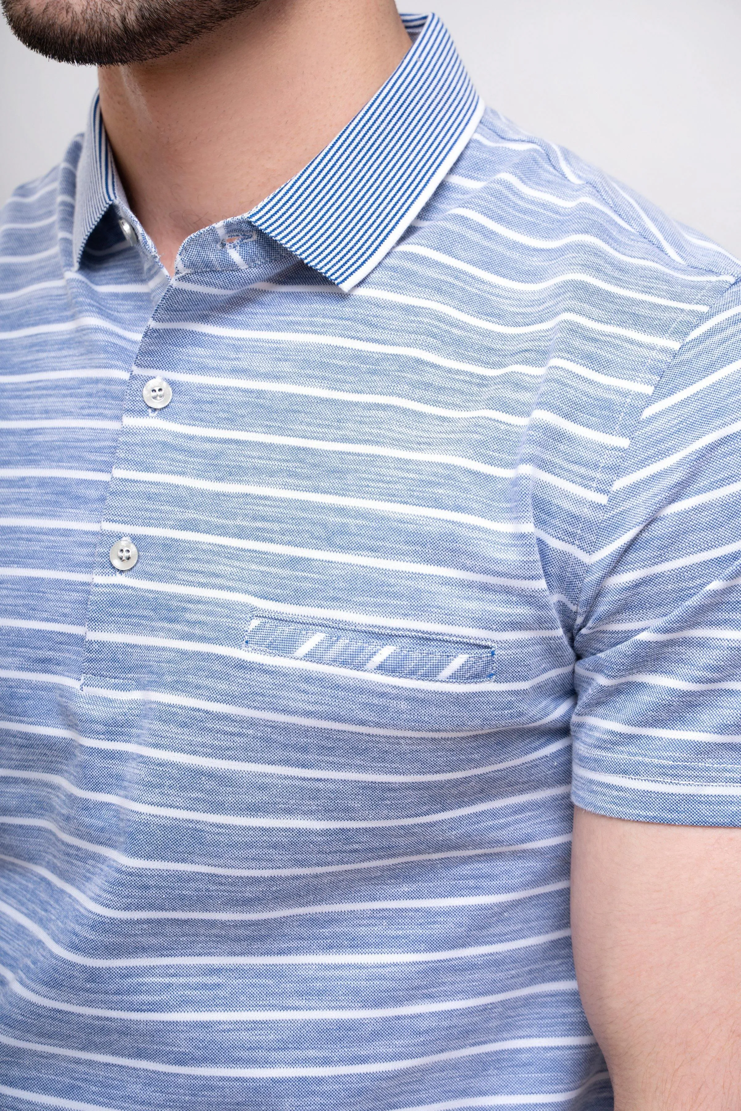 POLO SHIRT BLUE WHITE LINE