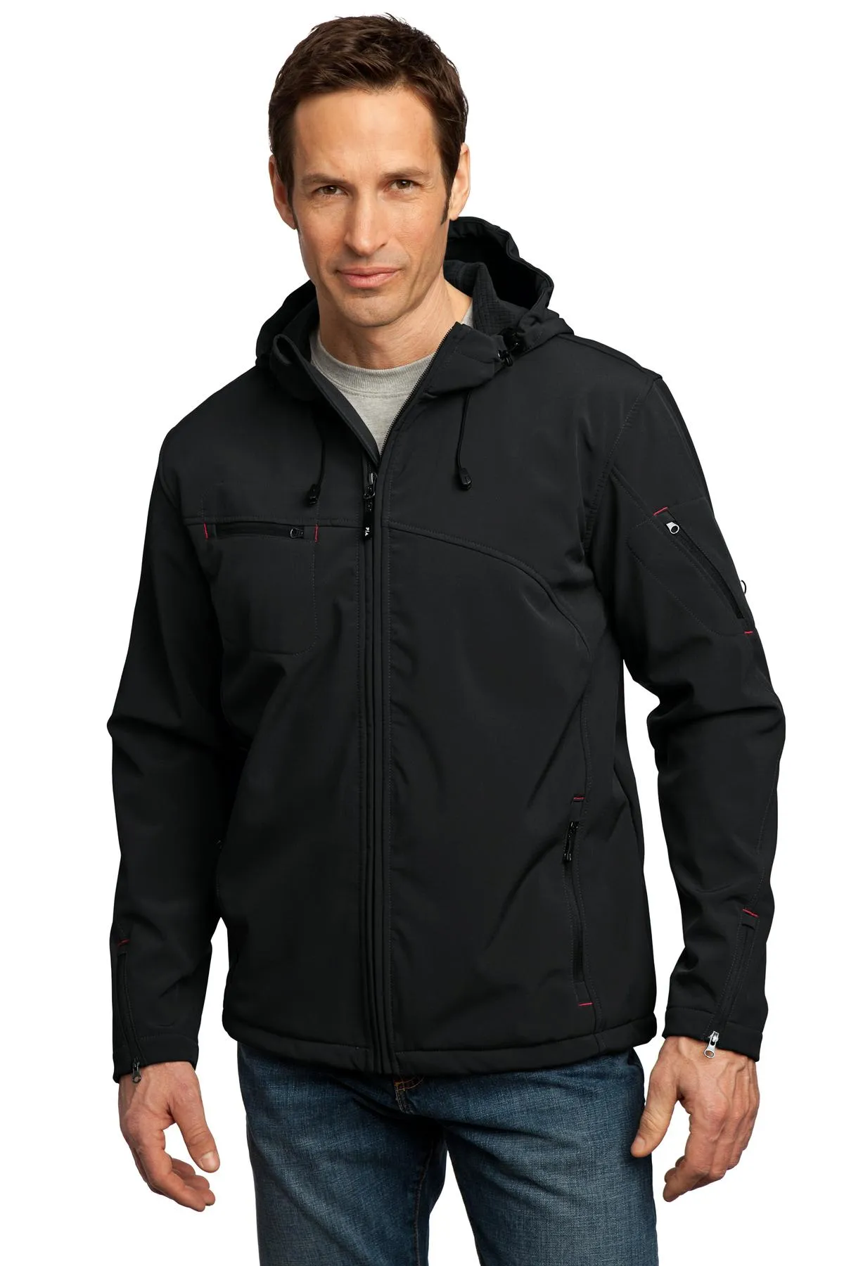 Port Authority J706 Textured Hooded Soft Shell Jacket