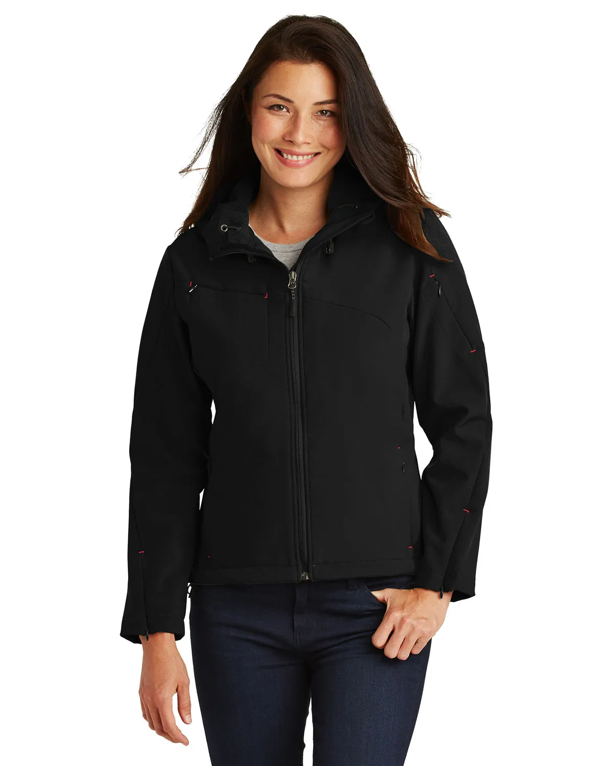 Port Authority L706 Women Textured Hooded Soft Shell Jacket