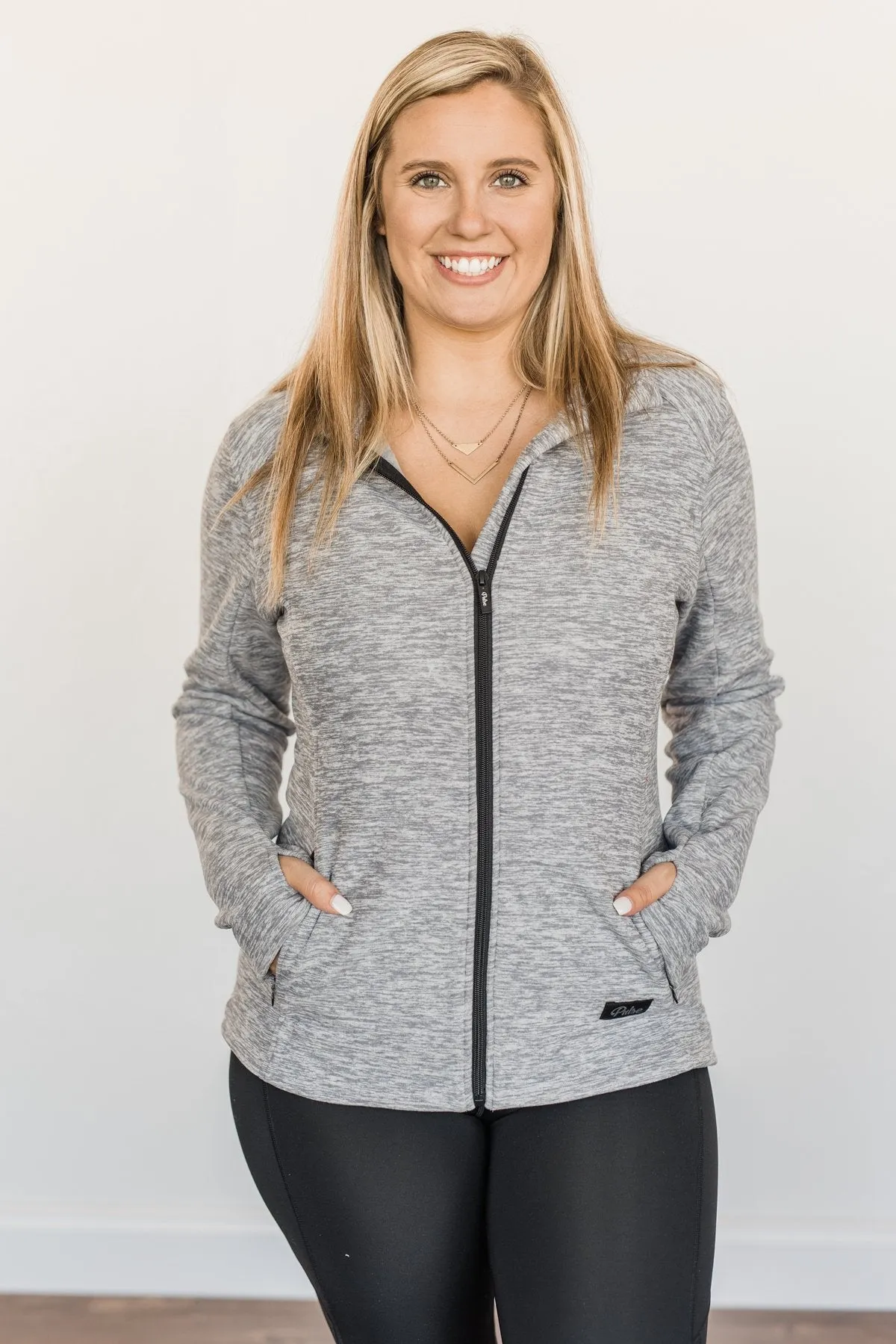 Pulse Exclusive Zip Up Athleisure Jacket- Grey