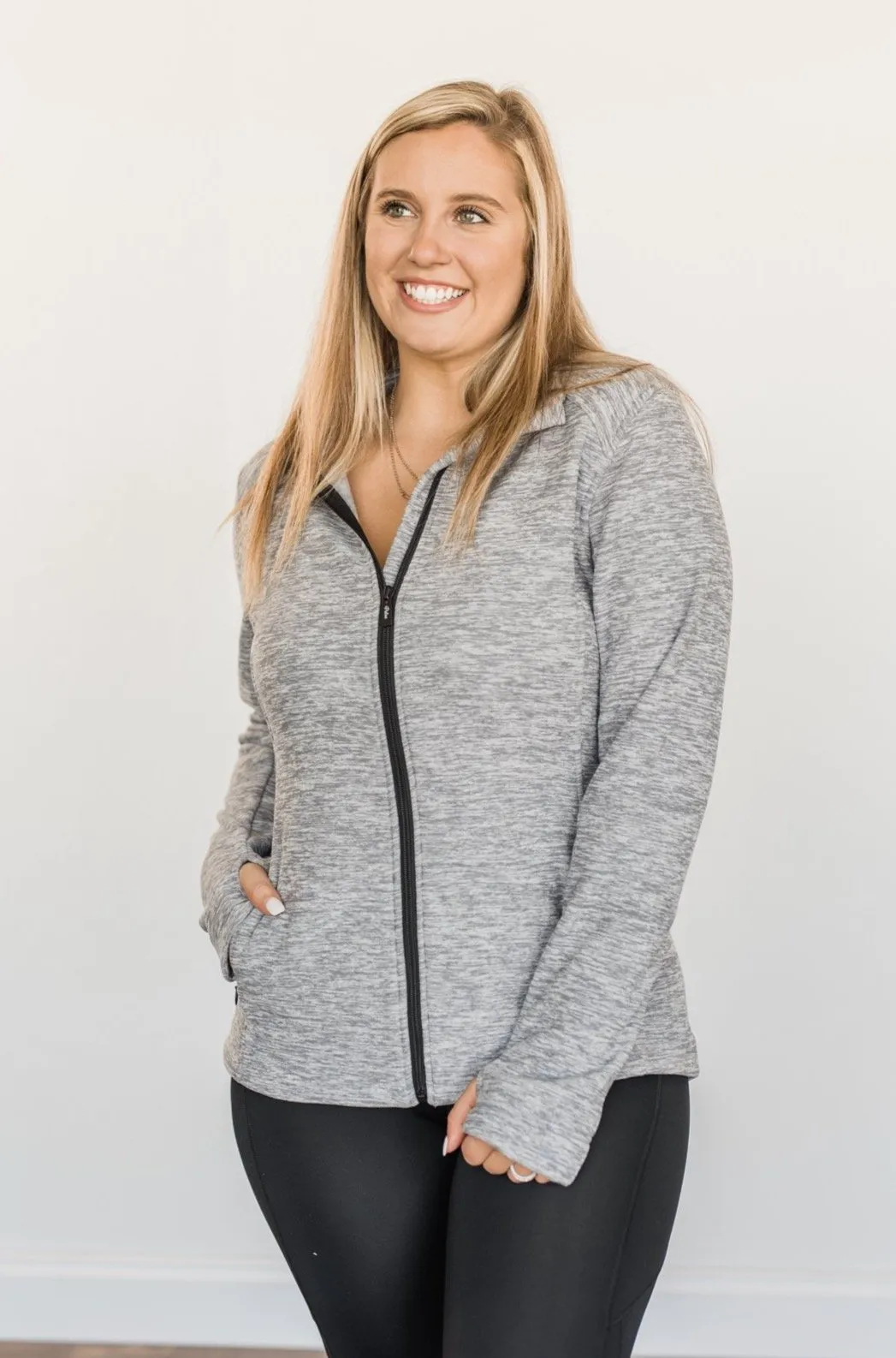 Pulse Exclusive Zip Up Athleisure Jacket- Grey