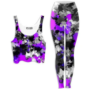 Purple Drip Crop Top and Leggings Combo