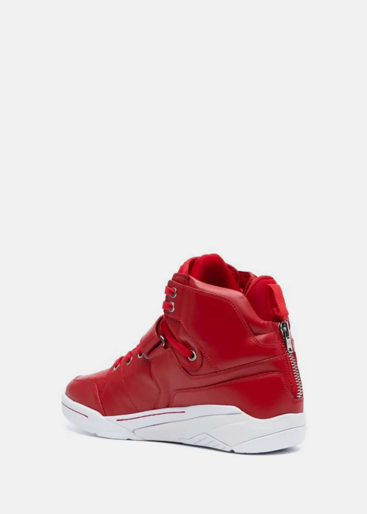 Red Skull Print Leather Sneakers - Red