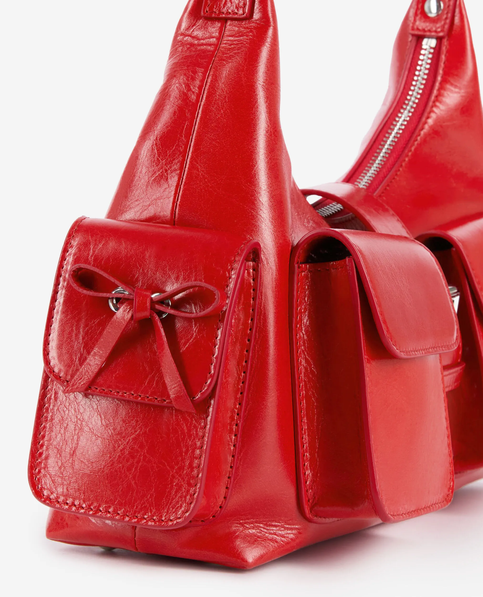 Red vintage treatment leather Amelia bag