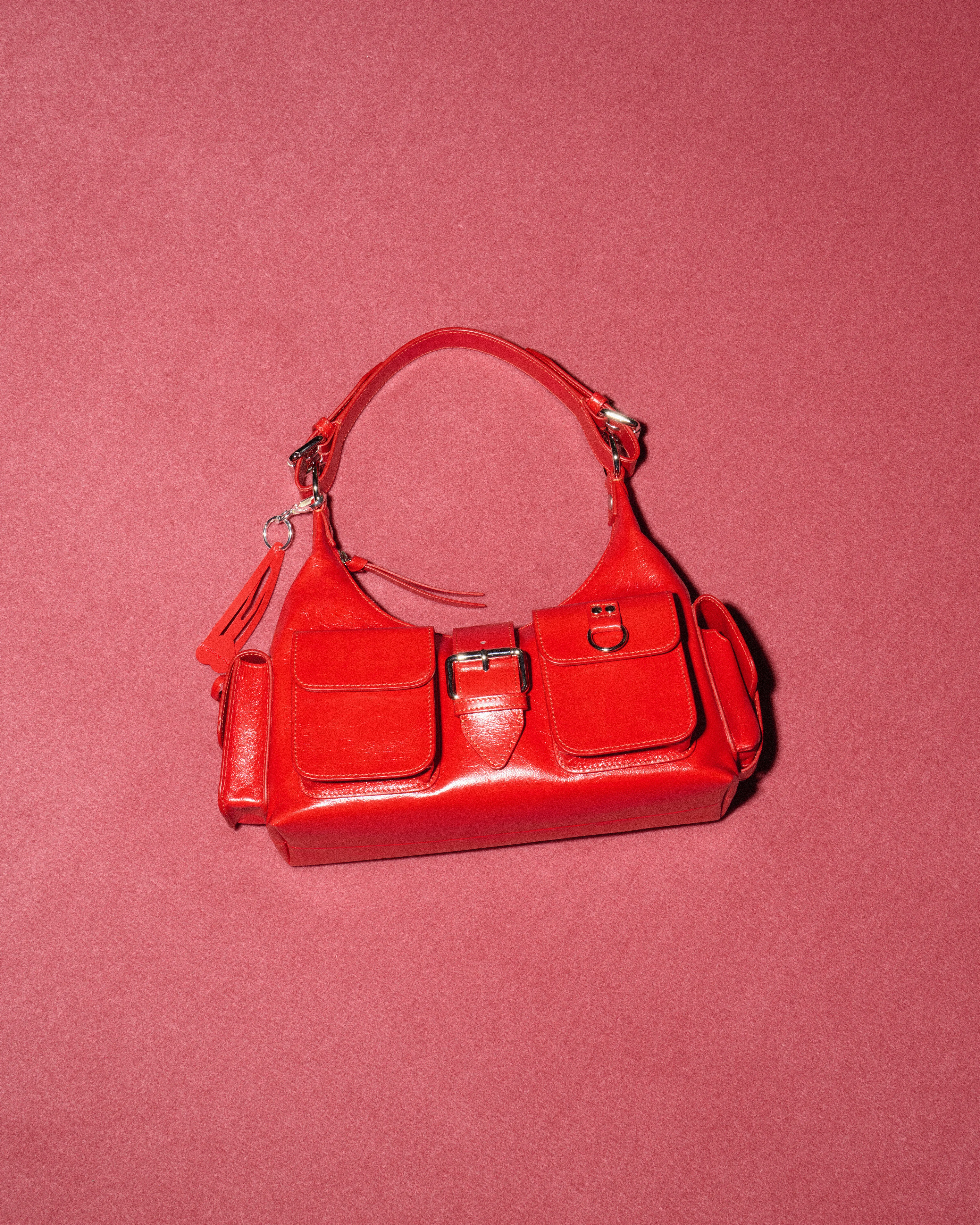 Red vintage treatment leather Amelia bag