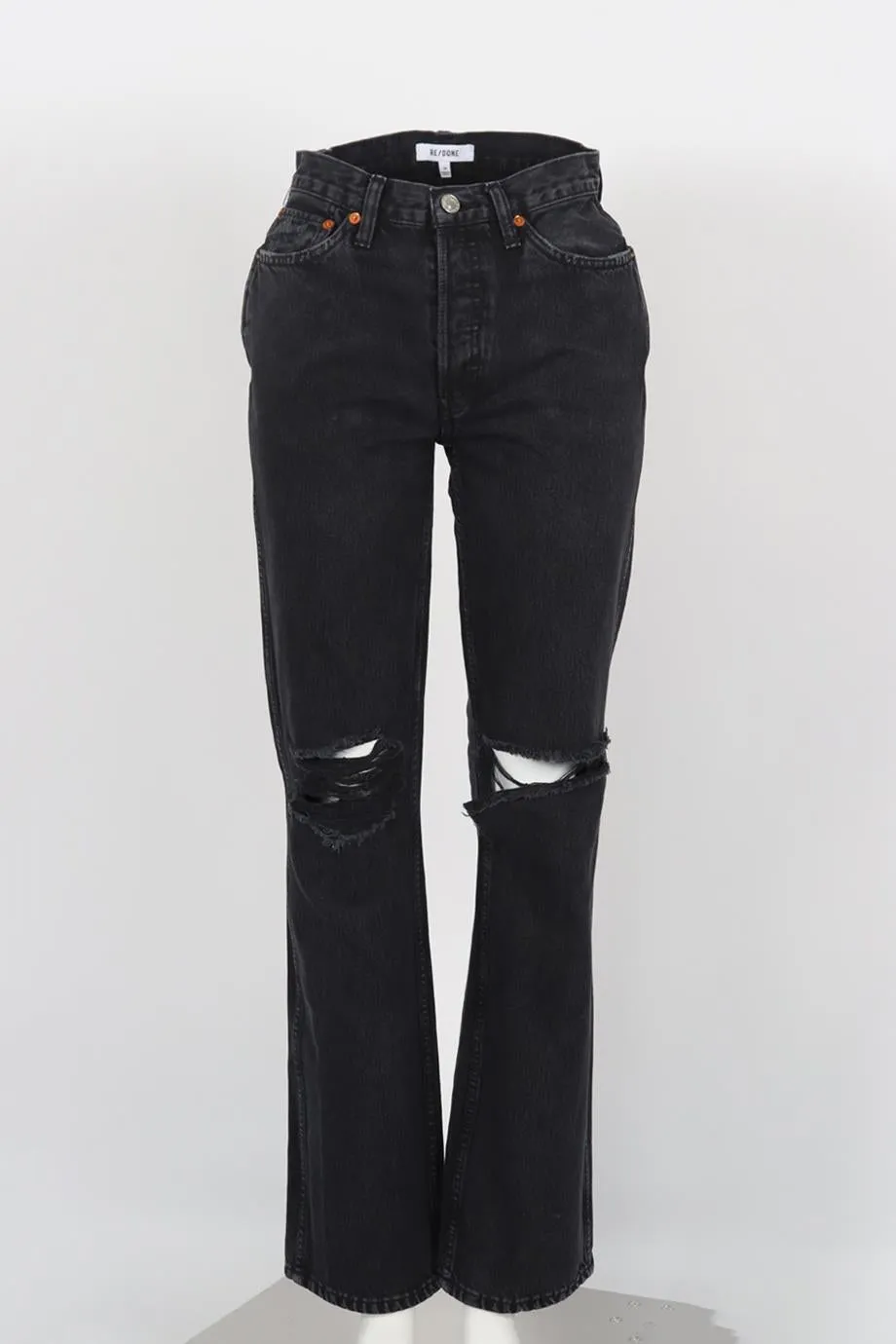 RE/DONE DISTRESSED HIGH RISE STRAIGHT LEG JEANS W25 UK 6-8