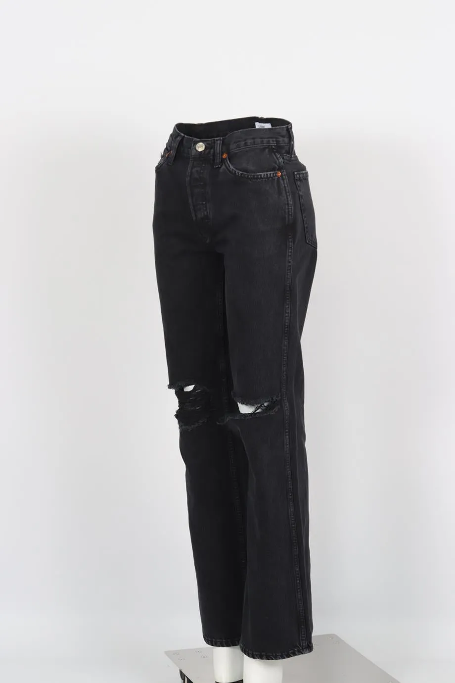 RE/DONE DISTRESSED HIGH RISE STRAIGHT LEG JEANS W25 UK 6-8