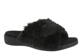  Relax II Open-Toe Slipper in Black Sherpa  