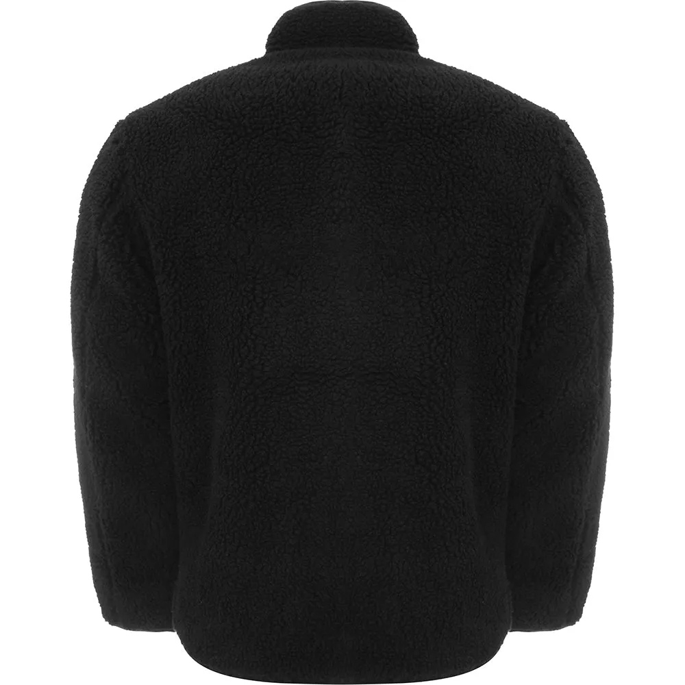 Represent Mens Black Zip Through Pile Fleece Jacket