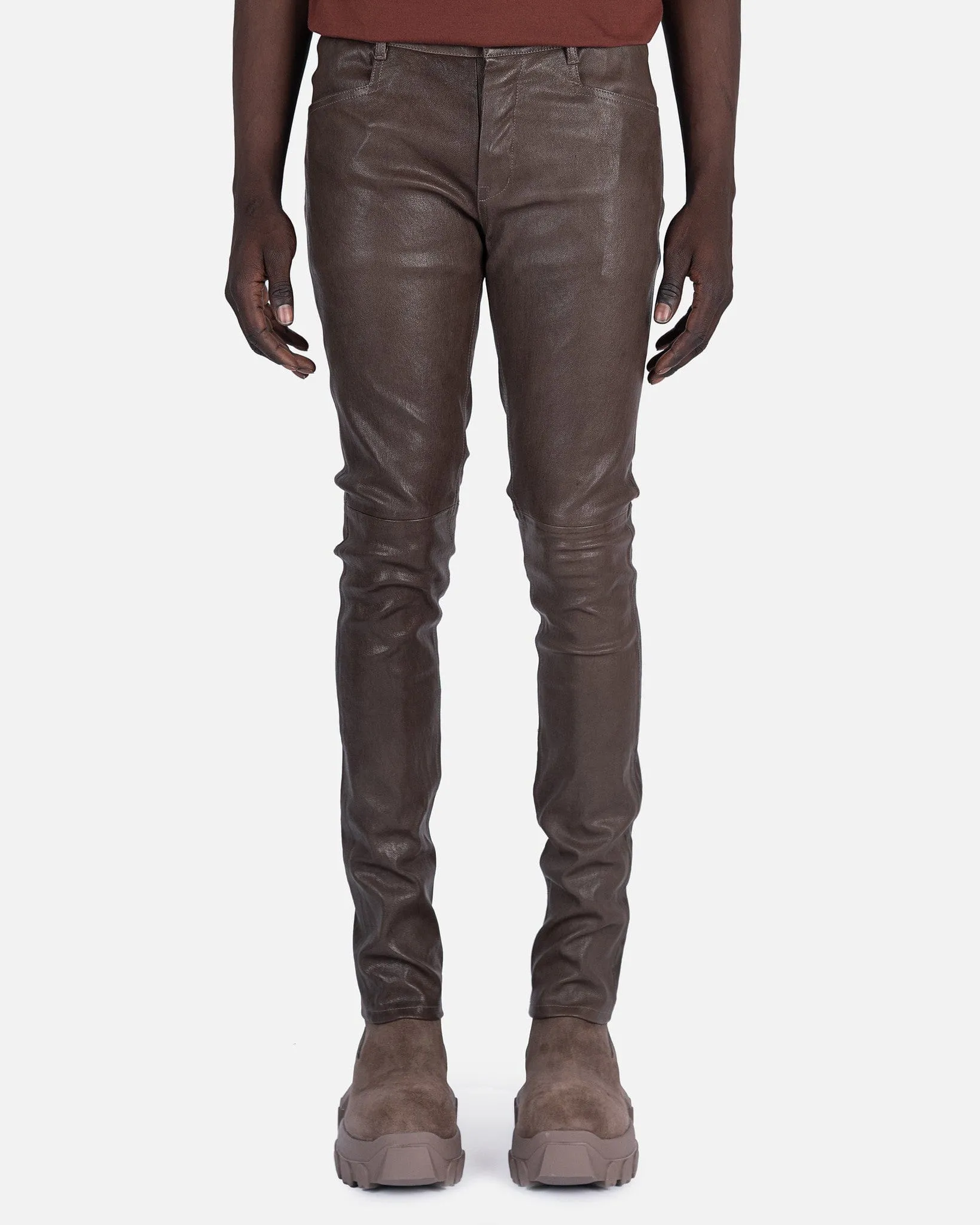 Rick Owens Leather Tyrone Jeans in Dust