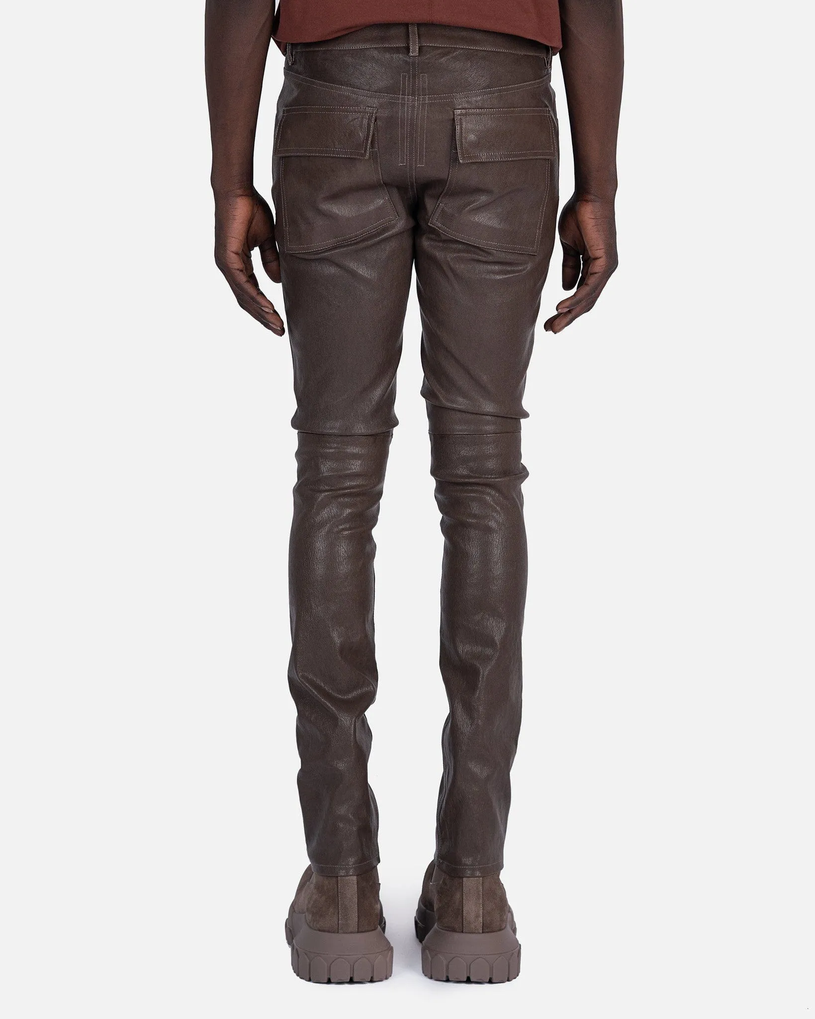 Rick Owens Leather Tyrone Jeans in Dust