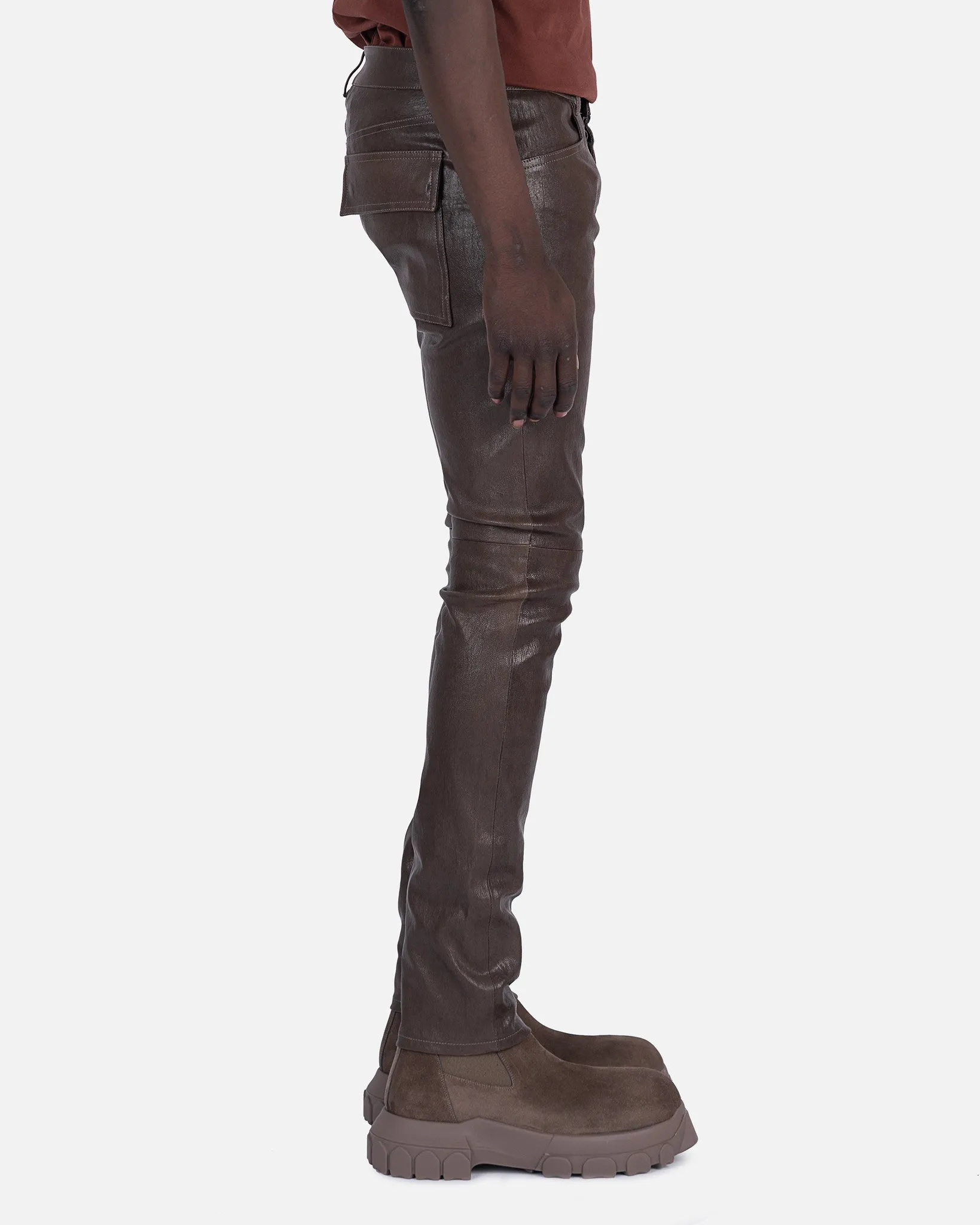 Rick Owens Leather Tyrone Jeans in Dust