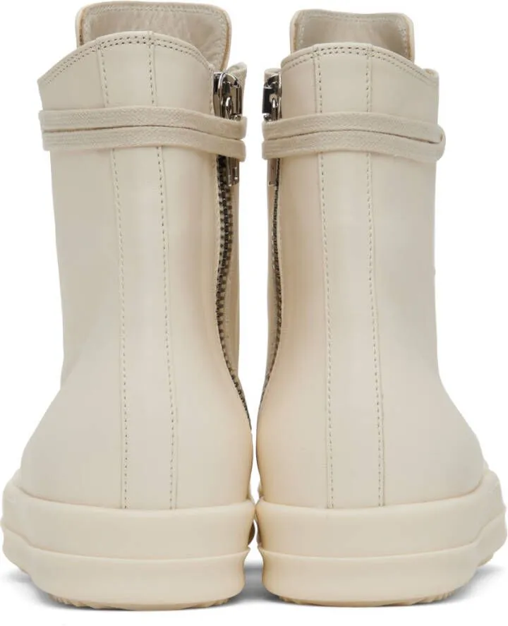 Rick Owens White Leather High Sneakers