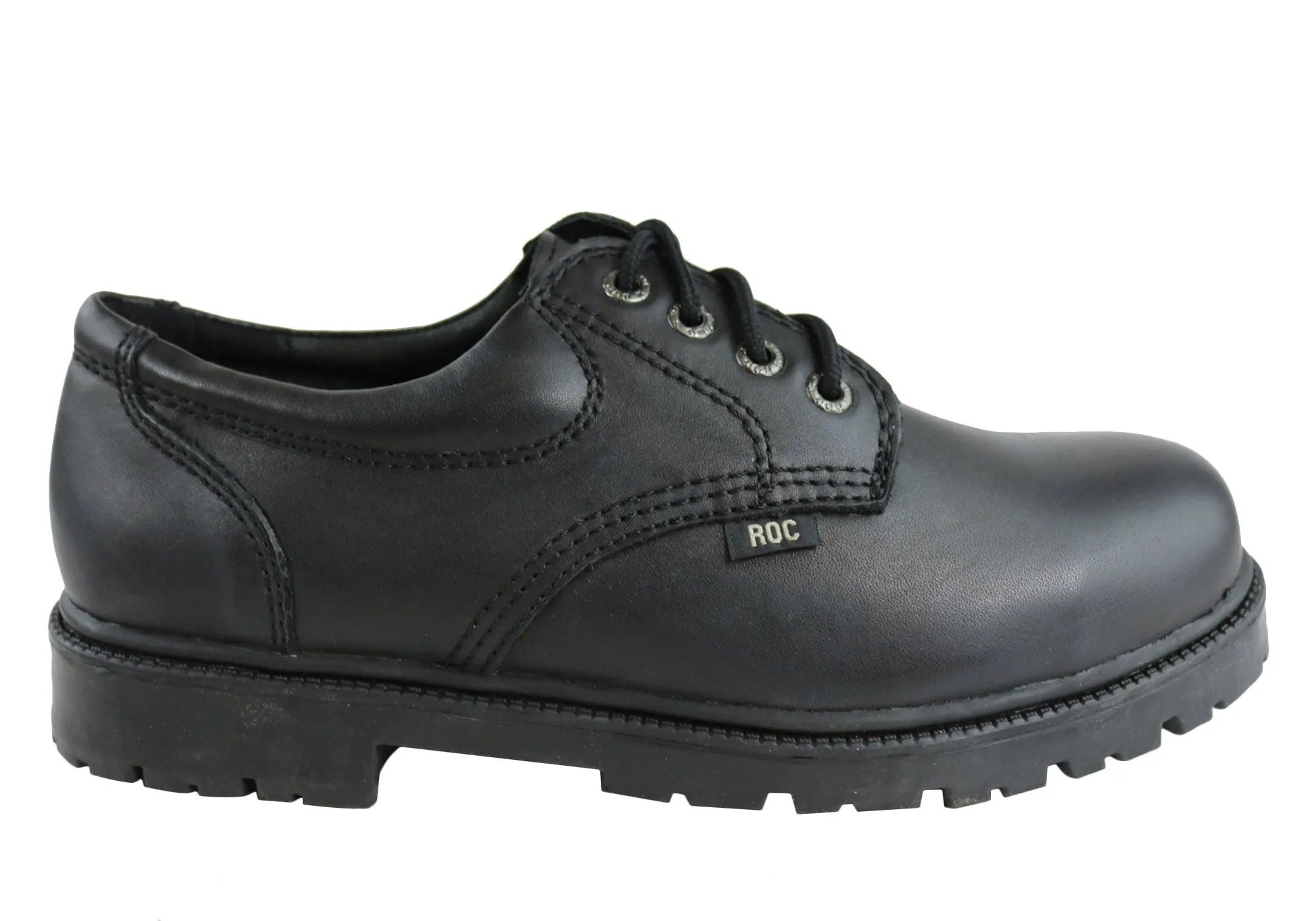 Roc Magnum Senior Lace Up Black Leather Comfortable School Shoes