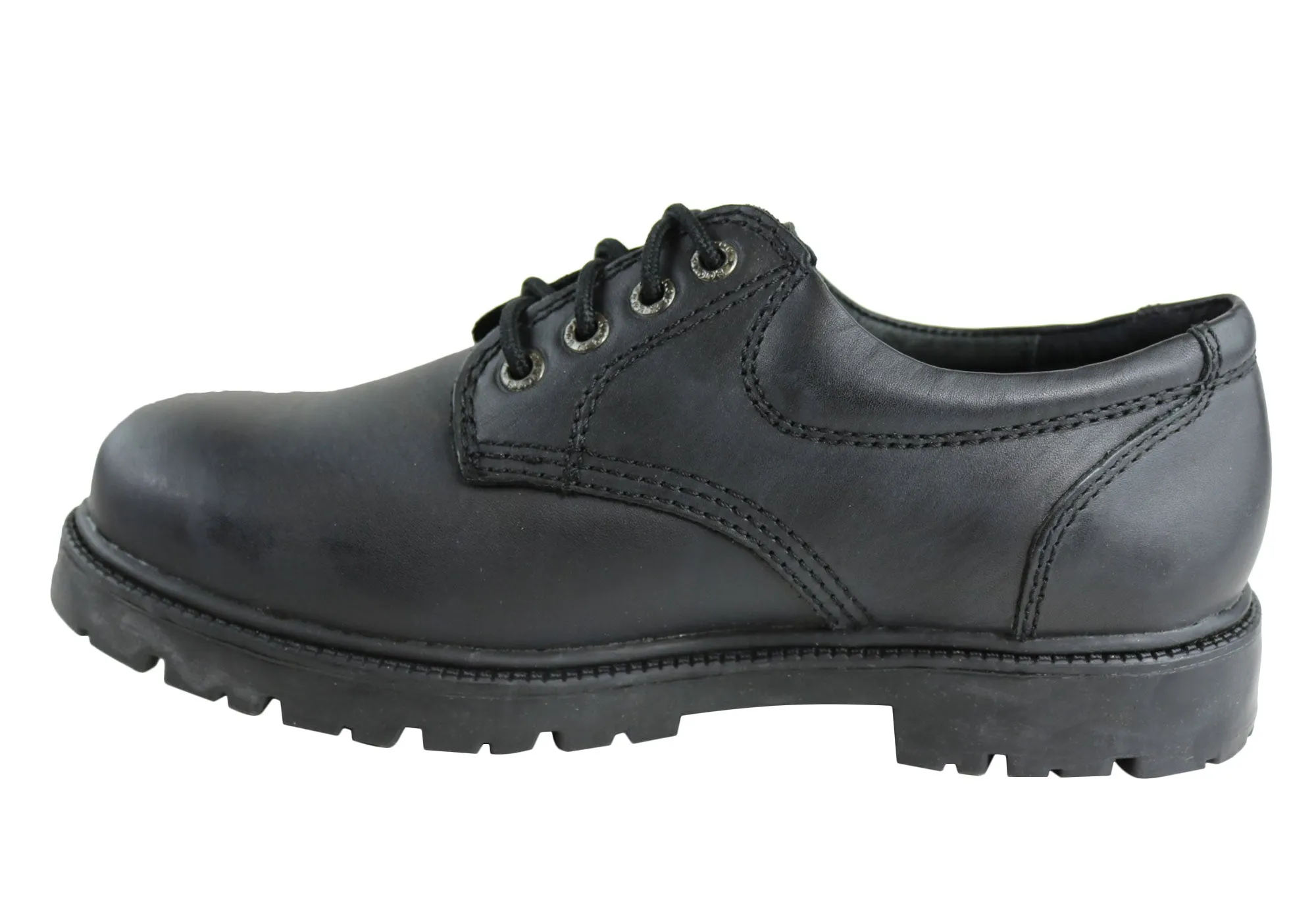 Roc Magnum Senior Lace Up Black Leather Comfortable School Shoes