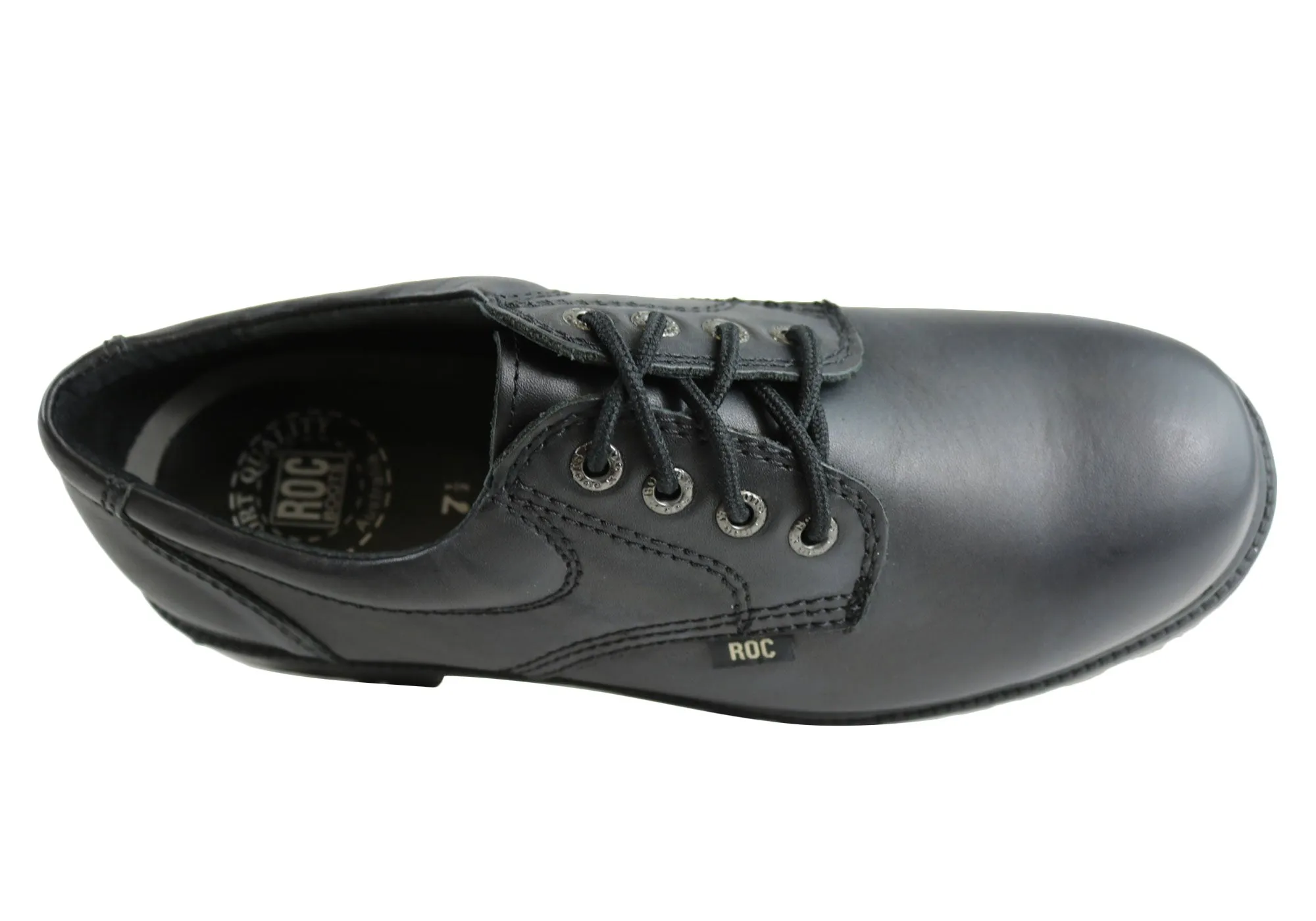 Roc Magnum Senior Lace Up Black Leather Comfortable School Shoes