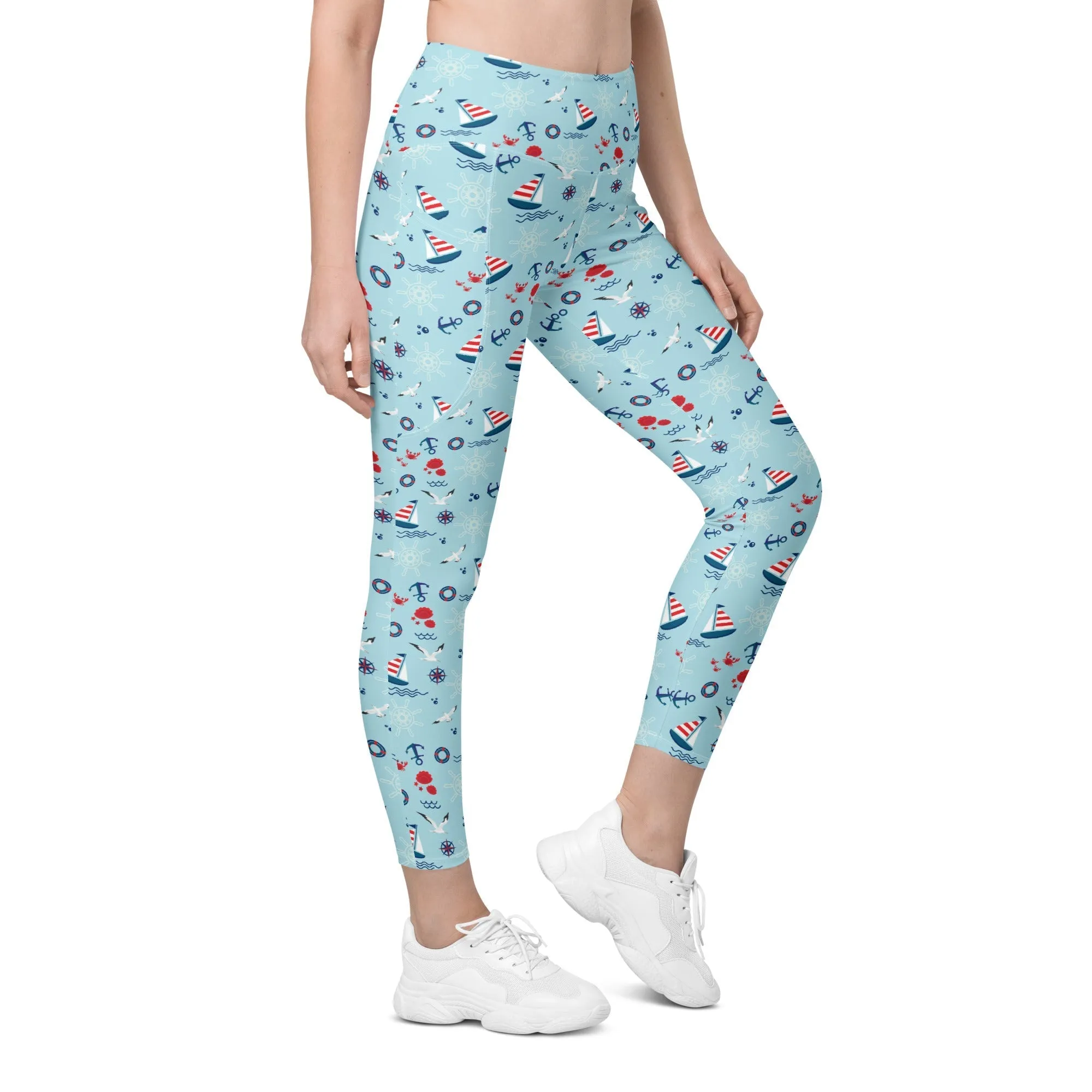 Sailing Boats Leggings With Pockets