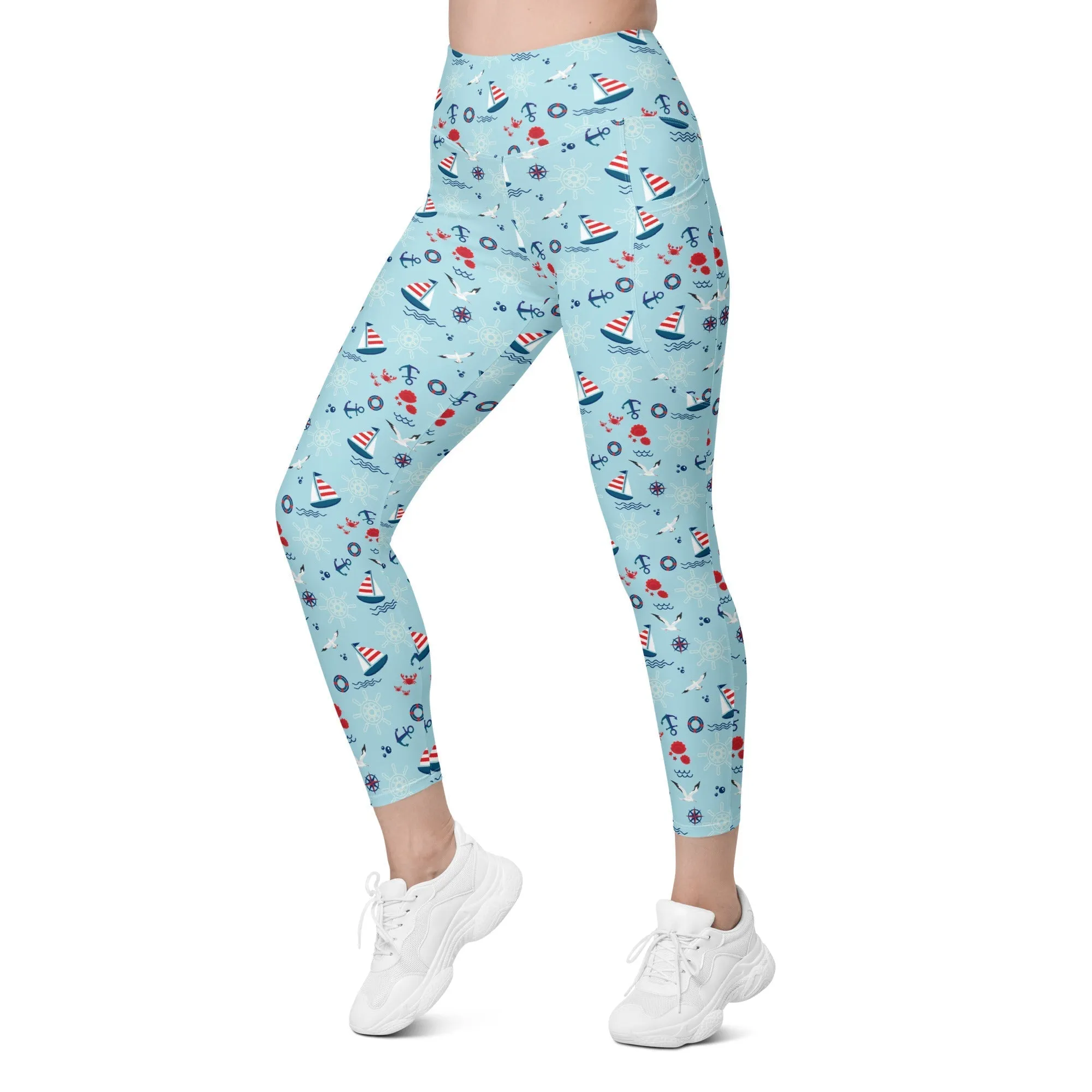 Sailing Boats Leggings With Pockets