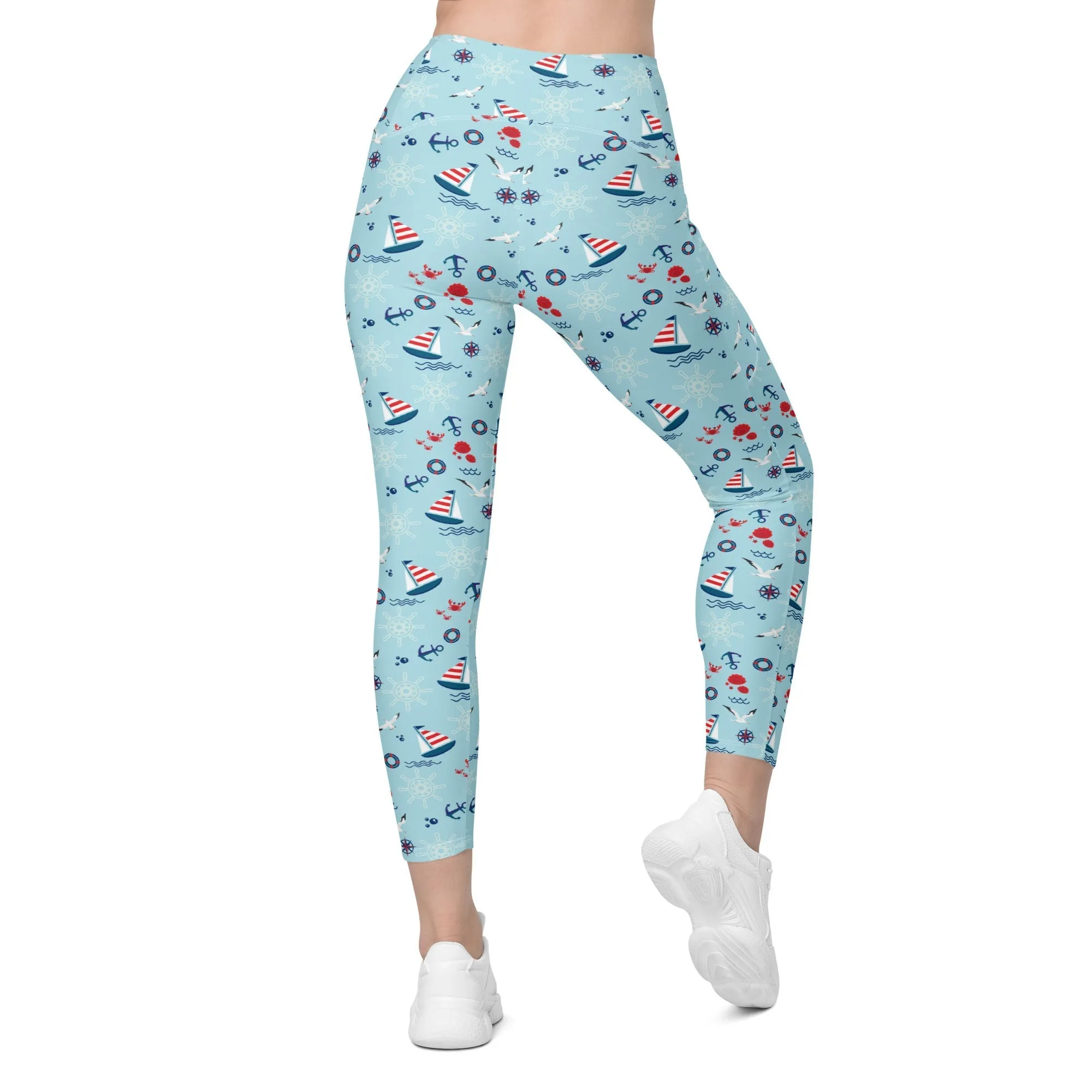 Sailing Boats Leggings With Pockets