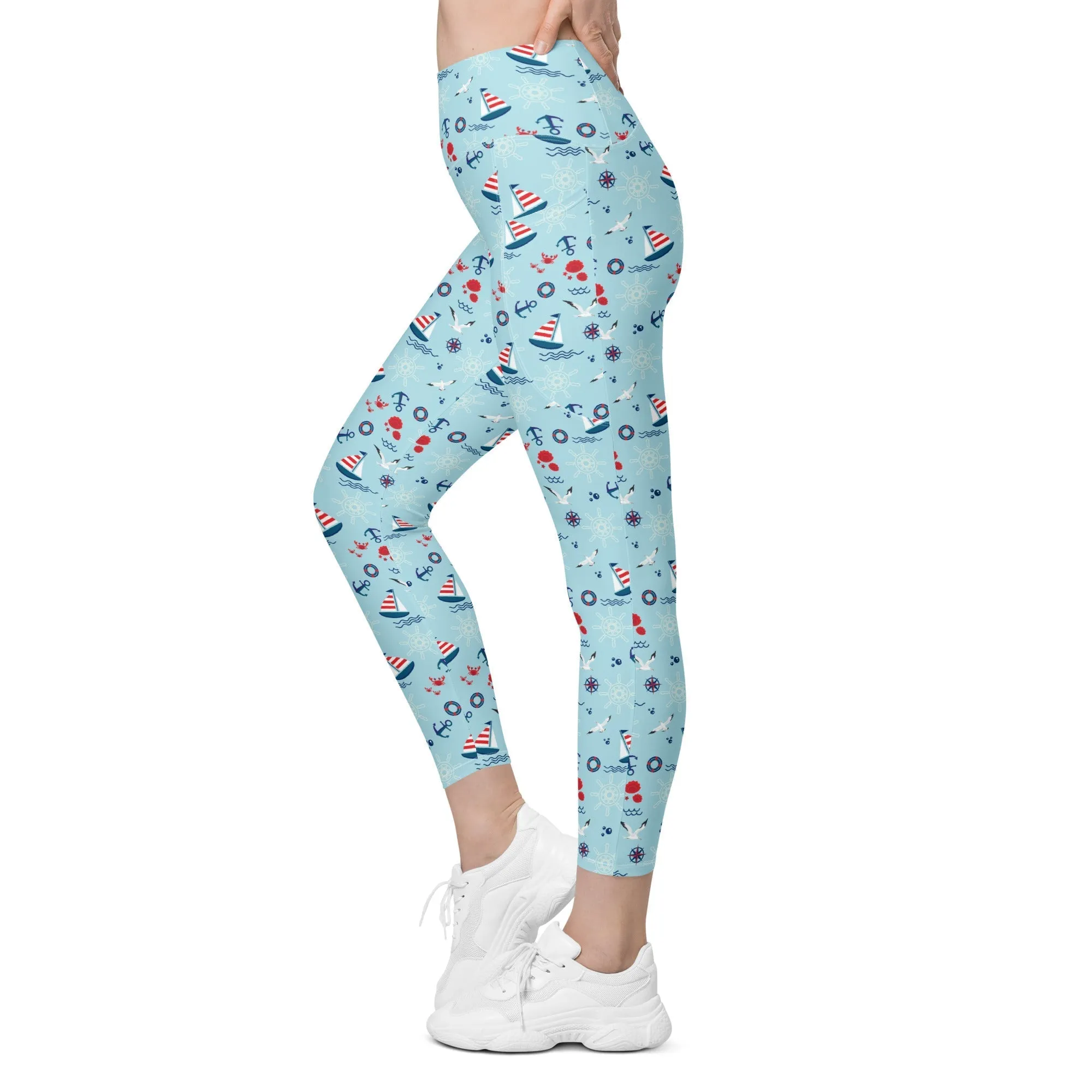 Sailing Boats Leggings With Pockets