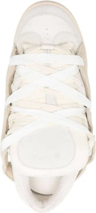 SANTHA panelled padded leather sneakers Neutrals