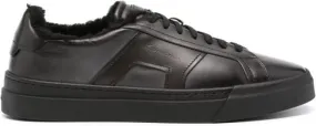 Santoni logo-debossed leather sneakers Grey