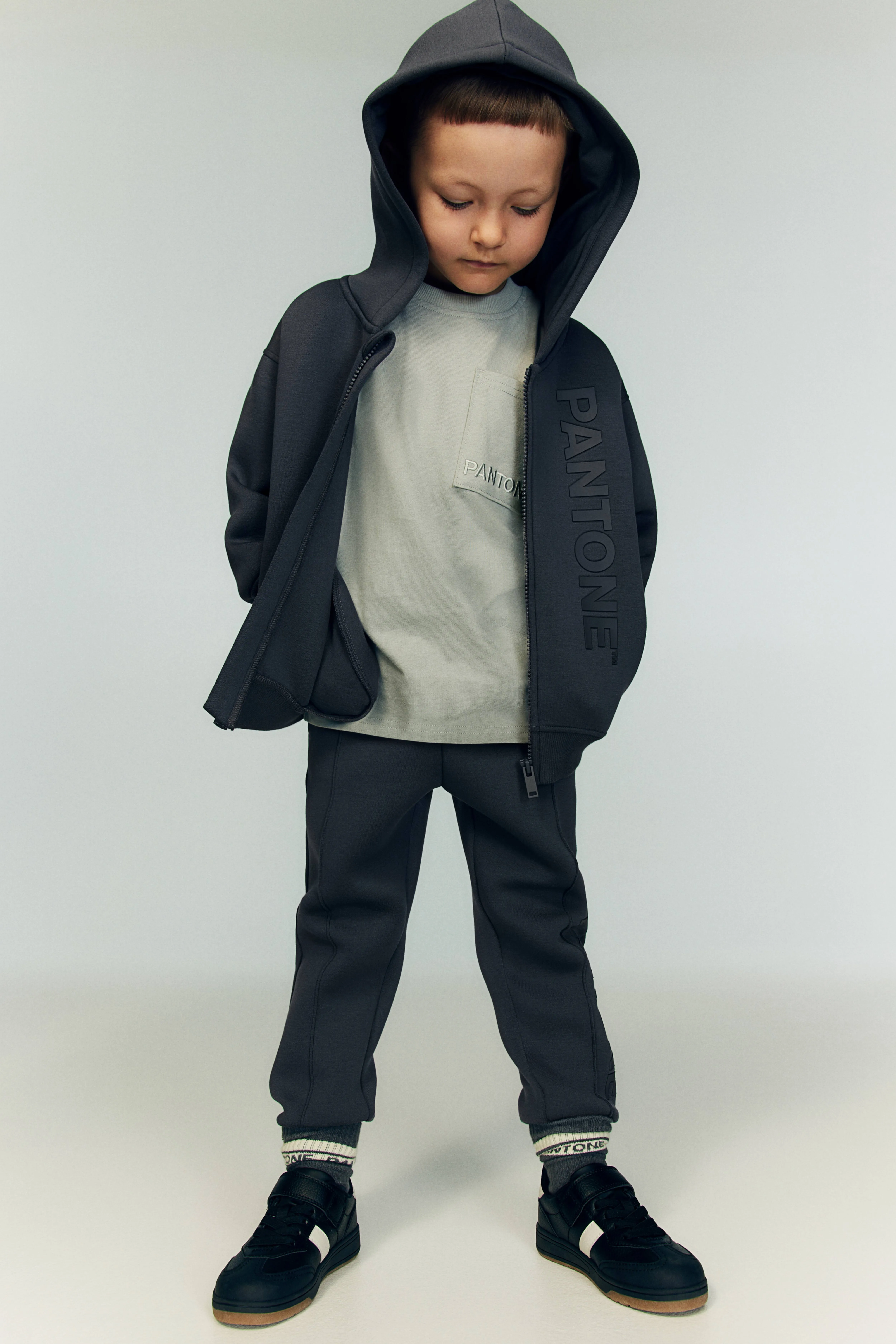 Scuba zip-through hoodie - V-neck - Long sleeve - Dark grey/Pantone - Kids | H&M GB