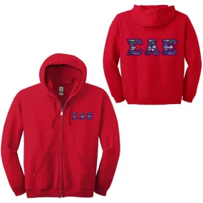 Sigma Alpha Epsilon Fraternity Full-Zip Hoodie - G186 - TWILL