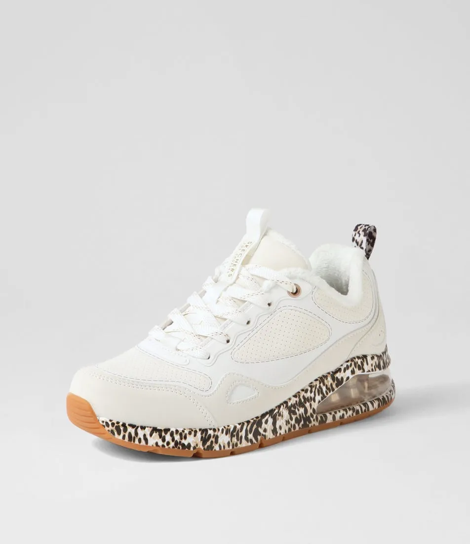 SKECHERS Uno 2 White Leopard Sneakers